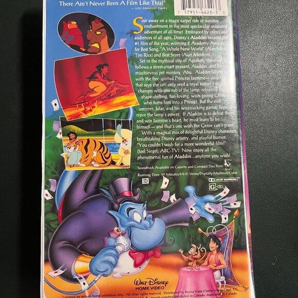 Disney’s Aladdin VHS – Black Diamond Edition #1662-1 (First Pressing) – 1993 - Picture 2 of 6